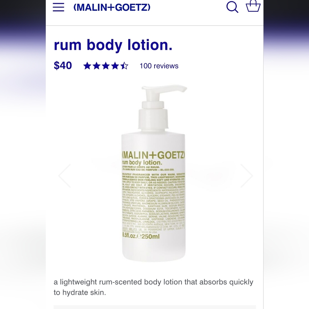 🆕 Malin + Goetz Rum Body Lotion.